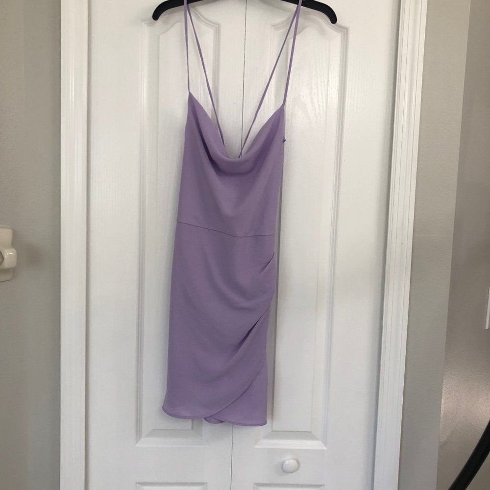 B Darlin Womens Spaghetti strap criss cross back mini dress purple 5/6 y2k fairy